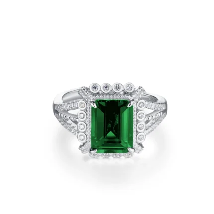 S925 Silver Lab-Created Emerald Ring - Model ZHF-R1630
