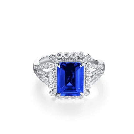 925 Silver Lab-Created Blue Sapphire Ring - Model ZHF-R1630B