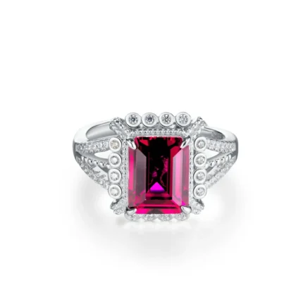 S925 Silver Lab-Created Ruby Ring - Model ZHF-R1630R