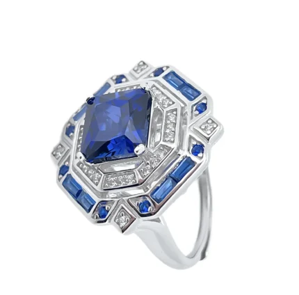 925 Silver Lab-Created Blue Sapphire Ring - Model ZHF-R1637B