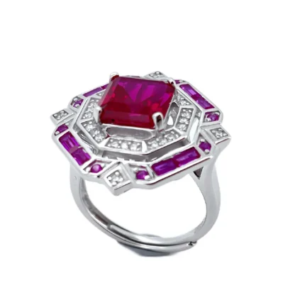 925 Silver Lab-Created Ruby Ring - Model ZHF-R1637R