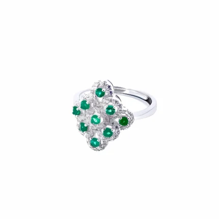 925 Silver Lab-Created Emerald Ring - Model ZHF-R1661