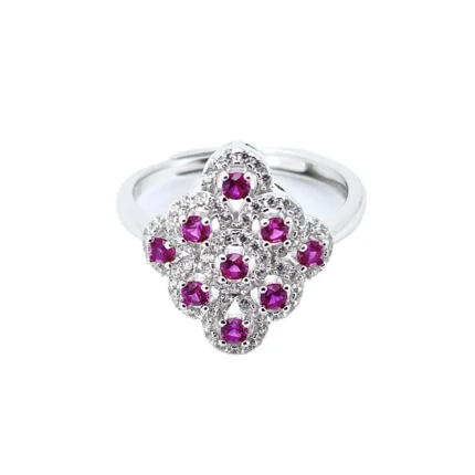 S925 Silver Lab-Created Ruby Ring - Model ZHF-R1661R