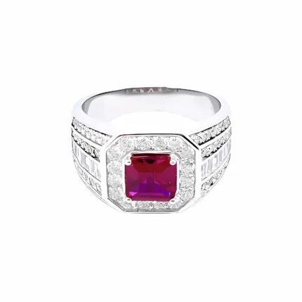 S925 Silver Lab-Created Ruby Ring - Model ZHF-R20