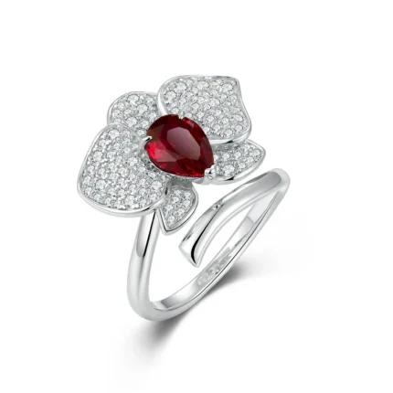 925 Silver Lab-Created Ruby Ring - Model ZHF-R20230610R