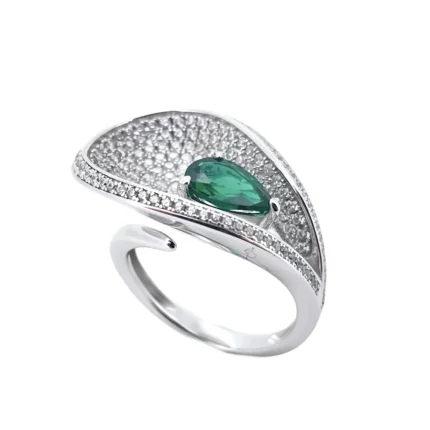 S925 Silver Lab-Created Emerald Ring - Model ZHF-R202318