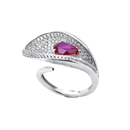 S925 Silver Lab-Created Ruby Ring - Model ZHF-R202318R