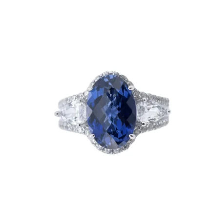 925 Silver Lab-Created Blue Sapphire Ring - Model ZHF-R5005DB