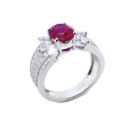 925 Silver Lab-Created Ruby Ring - Model ZHF-R5006R