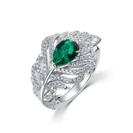 925 Silver Lab-Created Emerald Ring - Model ZHF-RDXY05L