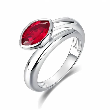 Lab-Created Ruby Ring in 925 Silver - Model ZHFE09R