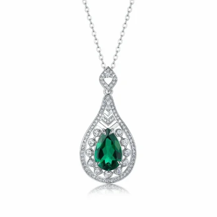 925 Silver Cultured Emerald Necklace ZHF-410