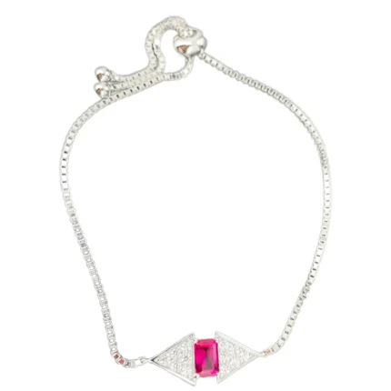 925 Silver Lab-Created Ruby Bracelet - Model ZHF-B2020865R