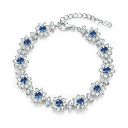 925 Silver Lab-Created Blue Sapphire Bracelet - Model ZHFB202305B
