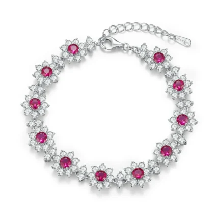 925 Silver Lab-Created Ruby Bracelet - Model ZHFB202305R