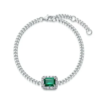 925 Silver Cultured Emerald Bracelet ZHF-B5521
