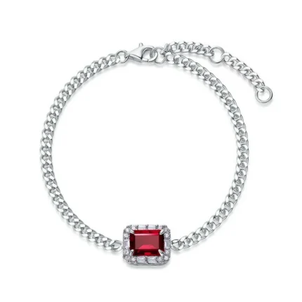 925 Silver Lab-Created Ruby Bracelet - Model ZHF-B5521R
