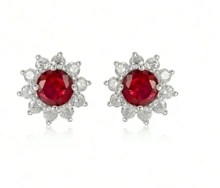 925 Silver Cultured Ruby Earrings ZHF-E001R
