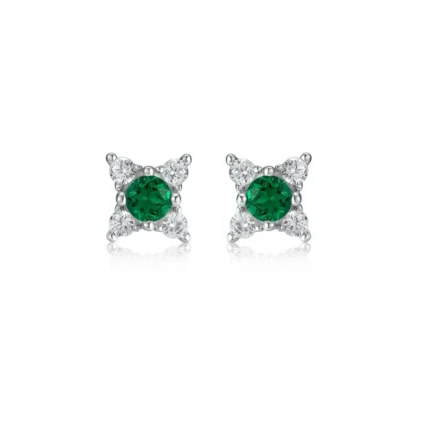 925 Silver Lab-Created Emerald Earrings - Model ZHF-E0135
