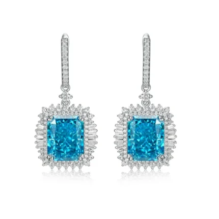 925 Silver Blue Cubic Zirconia Earrings ZHFE0501B