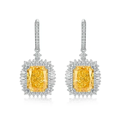 925 Silver Yellow Cubic Zirconia Earrings ZHFE0501Y