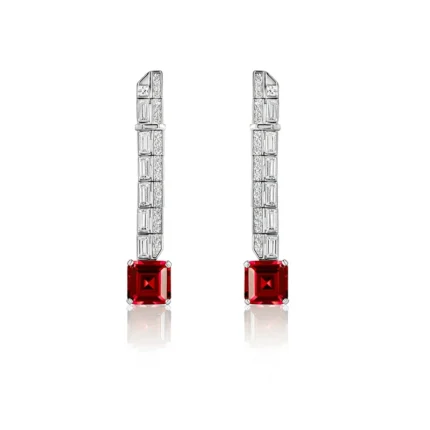 925 Silver Cultured Ruby Earrings ZHF—E0758