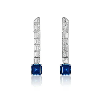 925 Silver Lab-Created Blue Sapphire Earrings - Model ZHF-E0758B