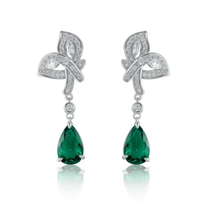 925 Silver Lab-Created Emerald Earrings - Model ZHF-E0808