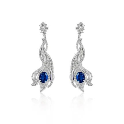 925 Silver Lab-Created Blue Sapphire Earrings - Model ZHF-E0813B