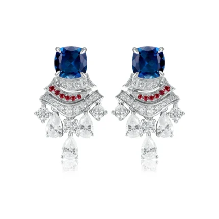 925 Silver Lab-Created Blue Sapphire Earrings - Model ZHF-E0831B