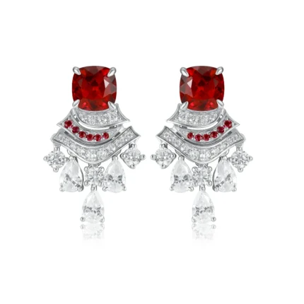 925 Silver Cultured Ruby Earrings ZHF-E0831R