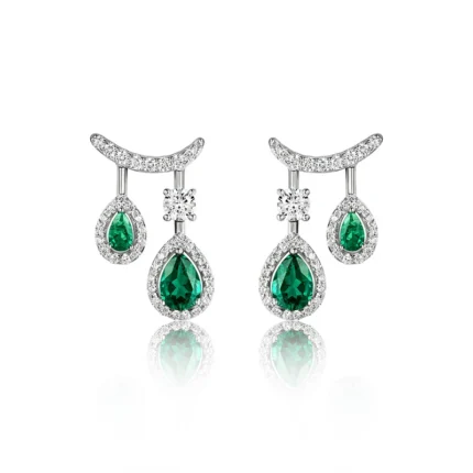 925 Silver Lab-Created Emerald Earrings - Model ZHF-E0853