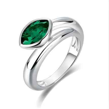 Lab-Created Emerald Ring in 925 Silver - Model ZHFE09