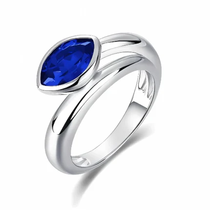 Lab-Created Blue Sapphire Ring in 925 Silver - Model ZHFE09B