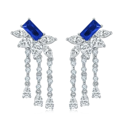 925 Silver Lab-Created Blue Sapphire Earrings - Model ZHF-E1445B