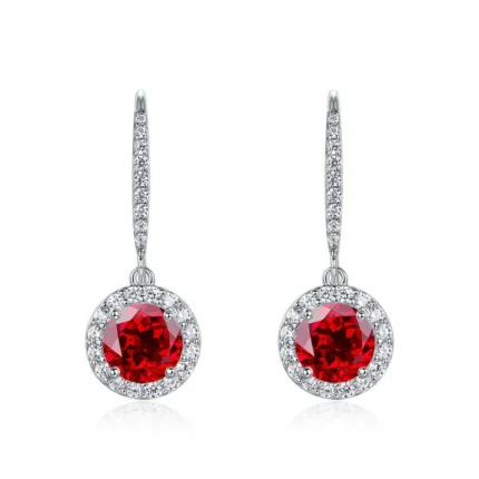 925 Silver Cultured Ruby Earrings ZHF-E1445GR