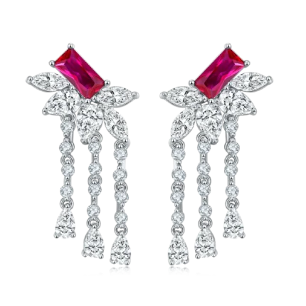925 Silver Cultured Ruby Earrings ZHF-E1445R