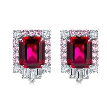 925 Silver Cultured Ruby Earrings ZHF-E1453R
