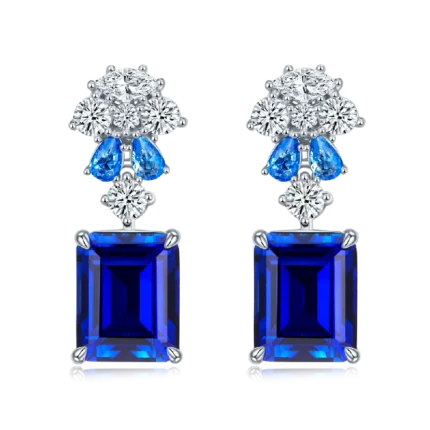 925 Silver Blue Sapphire Earrings - Model ZHF-E1454DB