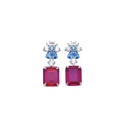 925 Silver Ruby Earrings - Model ZHF-E1454R