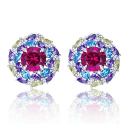 925 Silver Red Gemstone Earrings - Model ZHF-E1456R
