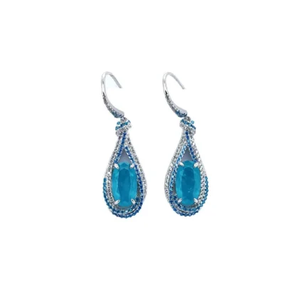 925 Silver Paraiba Color Glass Earrings ZHF-E1457SK