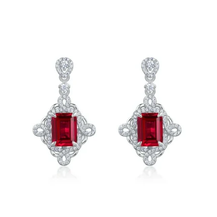 925 Silver Cultured Ruby Earrings ZHF-E1466R
