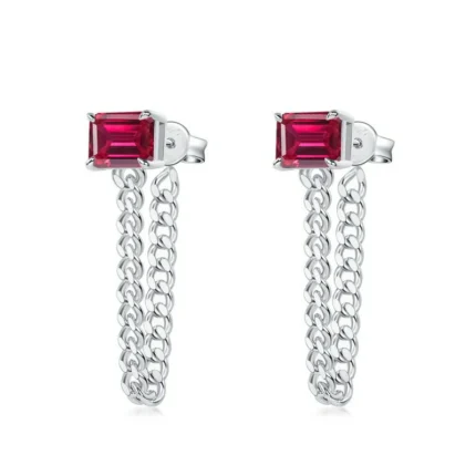 925 Silver Cultured Ruby Earrings ZHF-E1610R