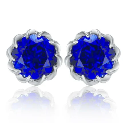 925 Silver Lab-Created Blue Sapphire Earrings - Model ZHF-E1612B