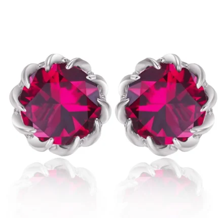 925 Silver Cultured Ruby Earrings ZHF-E1612R