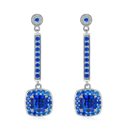 925 Silver Lab-Created Blue Sapphire Earrings - Model ZHF-E1613B