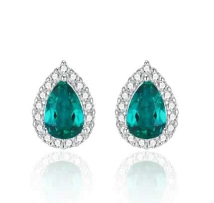 925 Silver Lab-Created Emerald Earrings - Model ZHF-E1617
