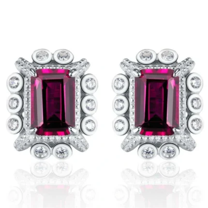 S925 Silver Lab-Created Ruby Earrings - Model ZHF-E1628R