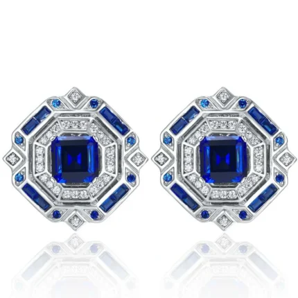 925 Silver Lab-Created Blue Sapphire Earrings - Model ZHF-E1635B
